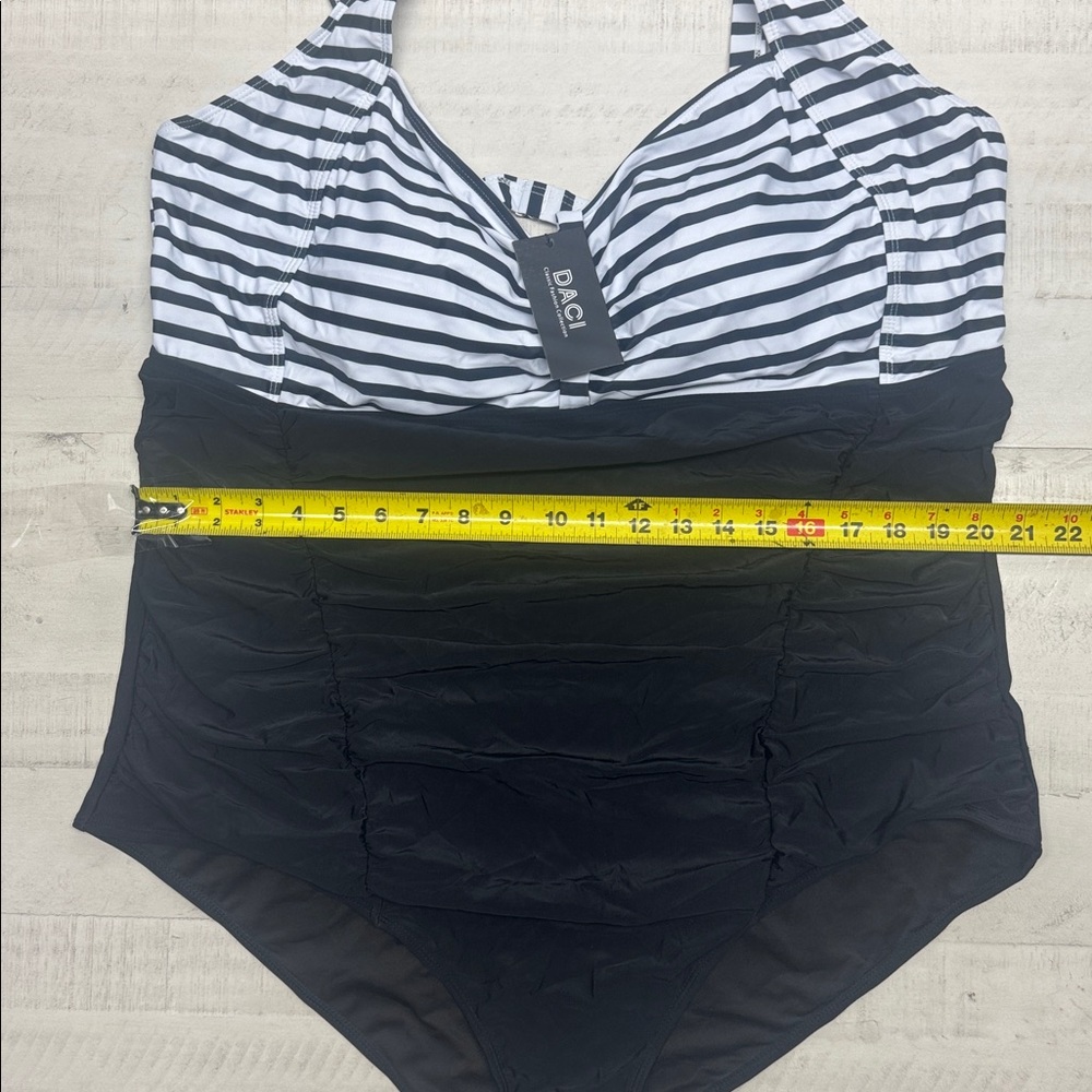 Daci Plus Size Swimsuit Tummy Control Retro Ruched Bathing Suit Vintage Swimwear - Picture 6 of 8